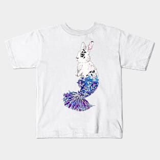 Black and White Mermaid Bunny Kids T-Shirt